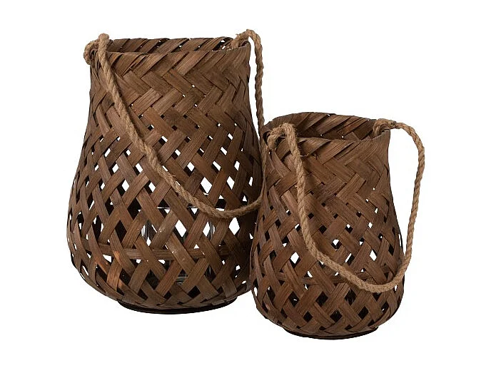 Lanterne Ronde en Bambou "Tresse" 41cm Marron