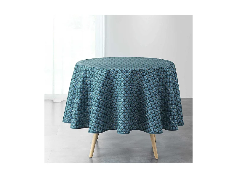 Nappe Ronde Imprimée "Art Chic" 180cm Bleu