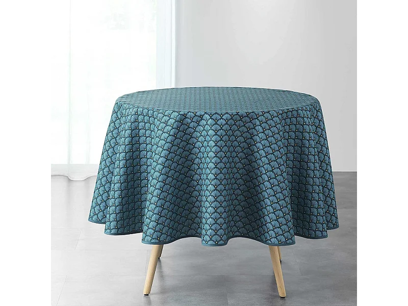 Nappe Ronde Imprimée "Art Chic" 180cm Bleu