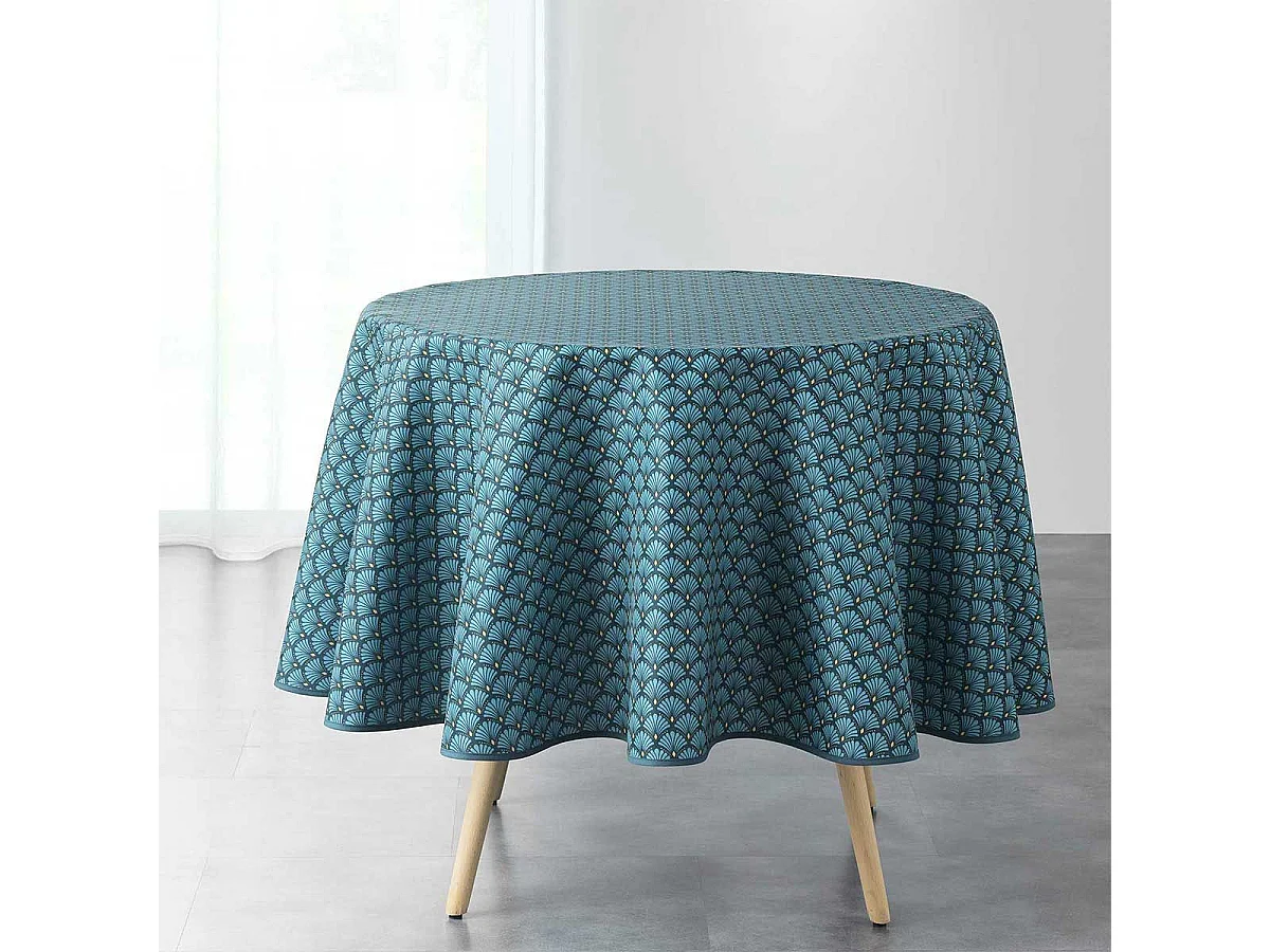 Nappe Ronde Imprimée "Art Chic" 180cm Bleu