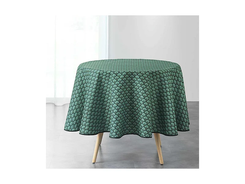 Nappe Ronde Imprimée "Art Chic" 180cm Vert