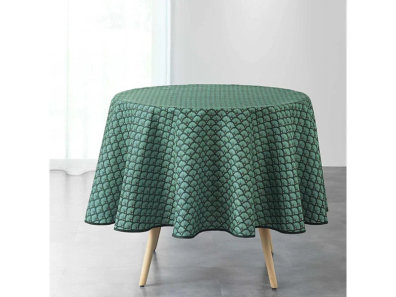 Nappe Ronde Imprimée "Art Chic" 180cm Vert