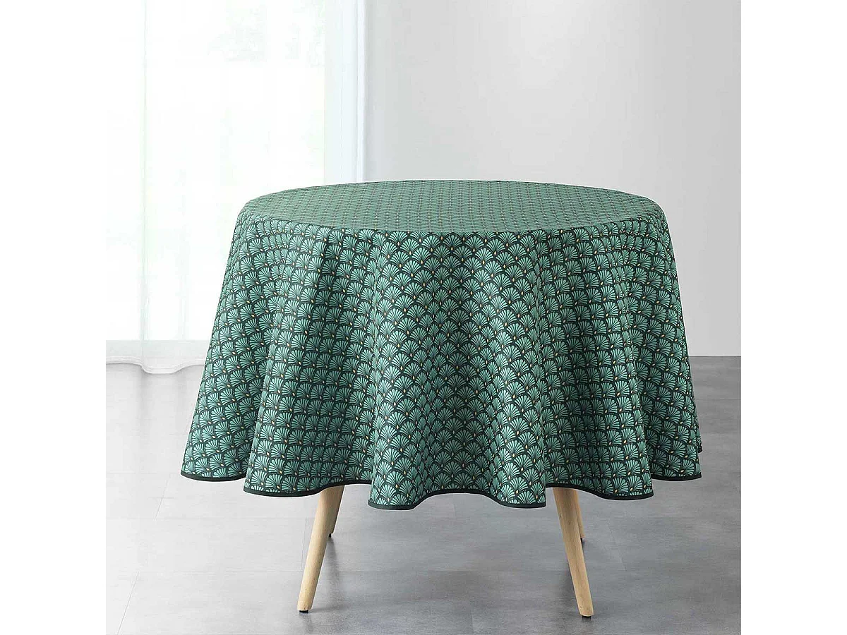 Nappe Ronde Imprimée "Art Chic" 180cm Vert