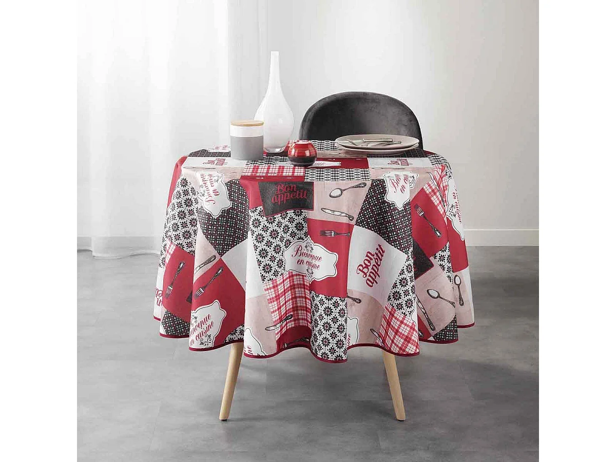 Nappe Ronde Imprimée "Brunch" 180cm Multicolore