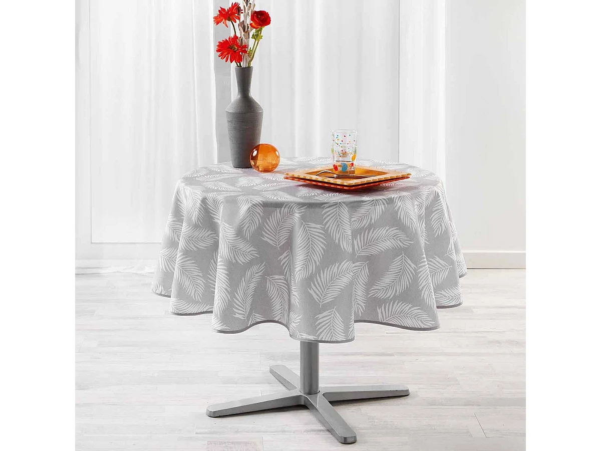 Nappe Ronde Imprimée "Lifette" 180cm Gris