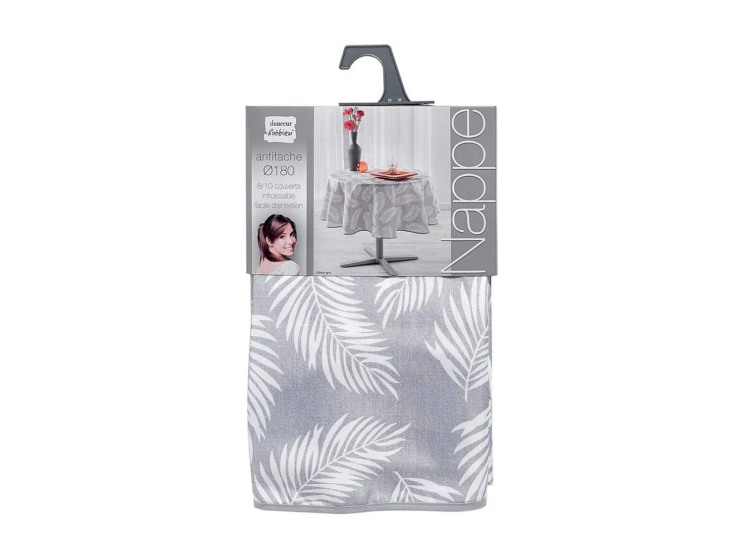 Nappe Ronde Imprimée "Lifette" 180cm Gris