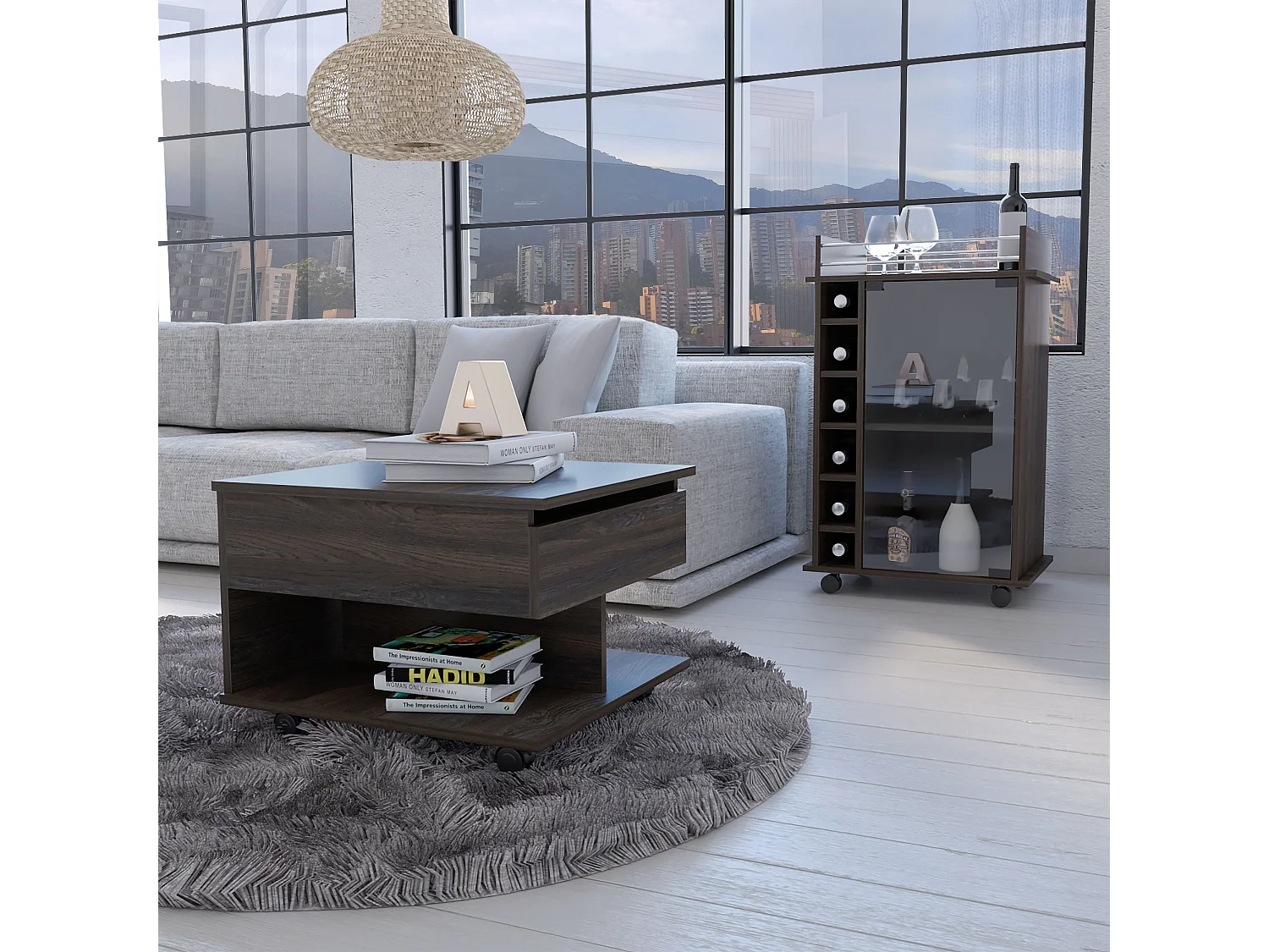 Set Riverside, 89/39.1 cm Al X 55/55 An cm X 41.5/50 P cm, Carbone