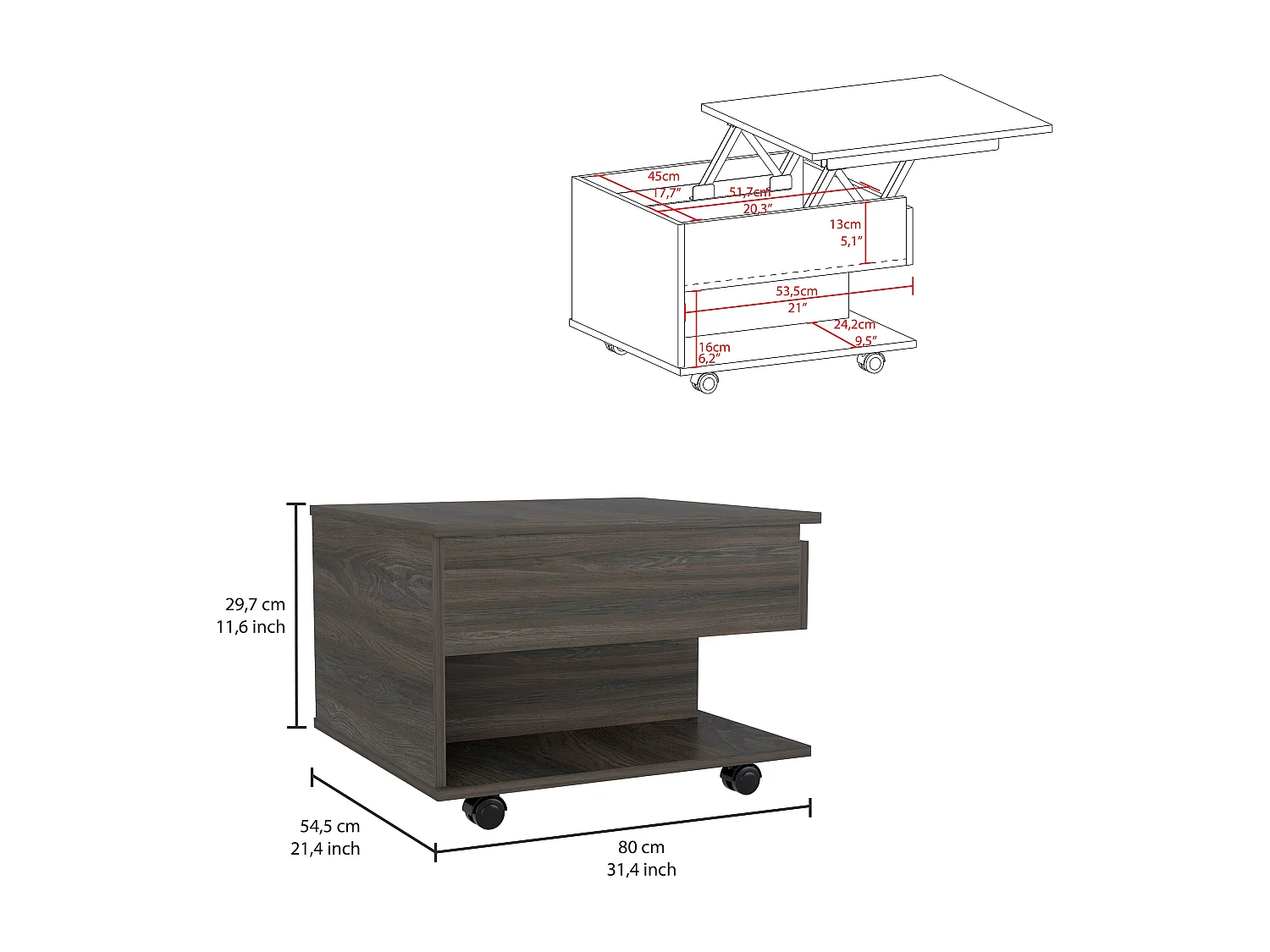 Set Riverside, 89/39.1 cm Al X 55/55 An cm X 41.5/50 P cm, Carbone