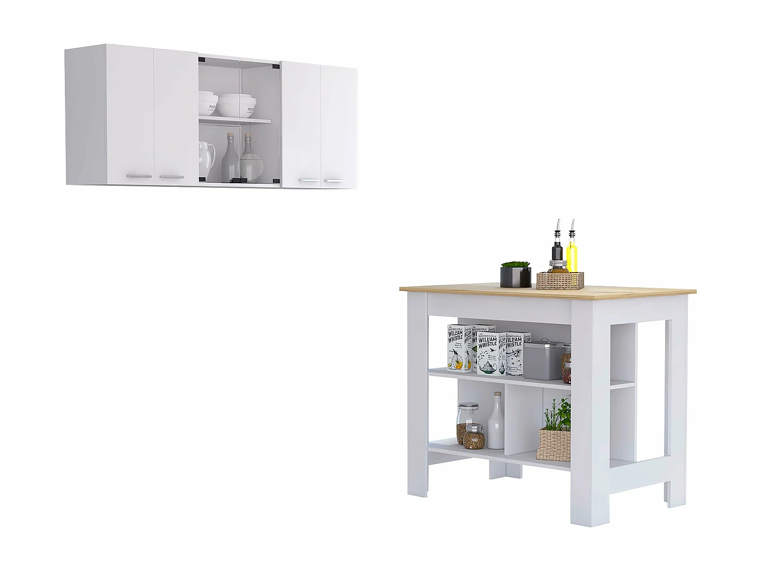 Ensemble Norfolk, 35.4/60 CM Al X 103/150 An cm X 70/31.5 P cm, Blanc / Duna