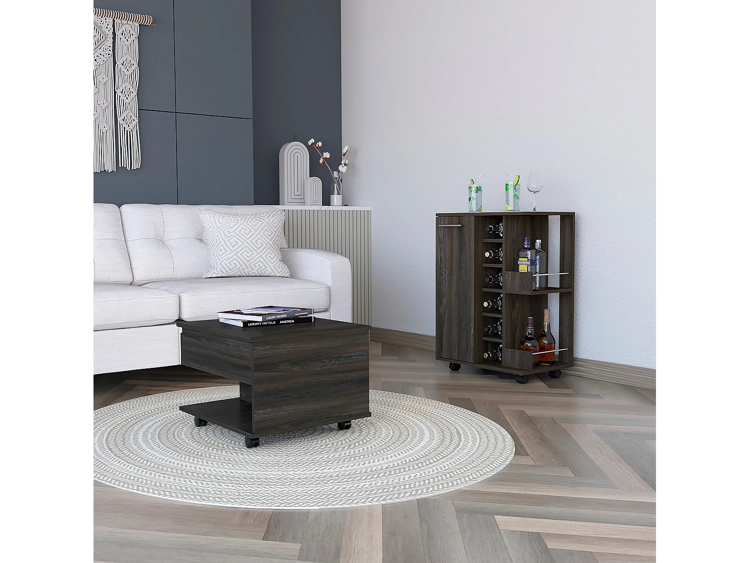 Ensemble Inwood, 82.1/39.1 cm Al X 60/55 cm An X 37.5/50 cm P, Charbon