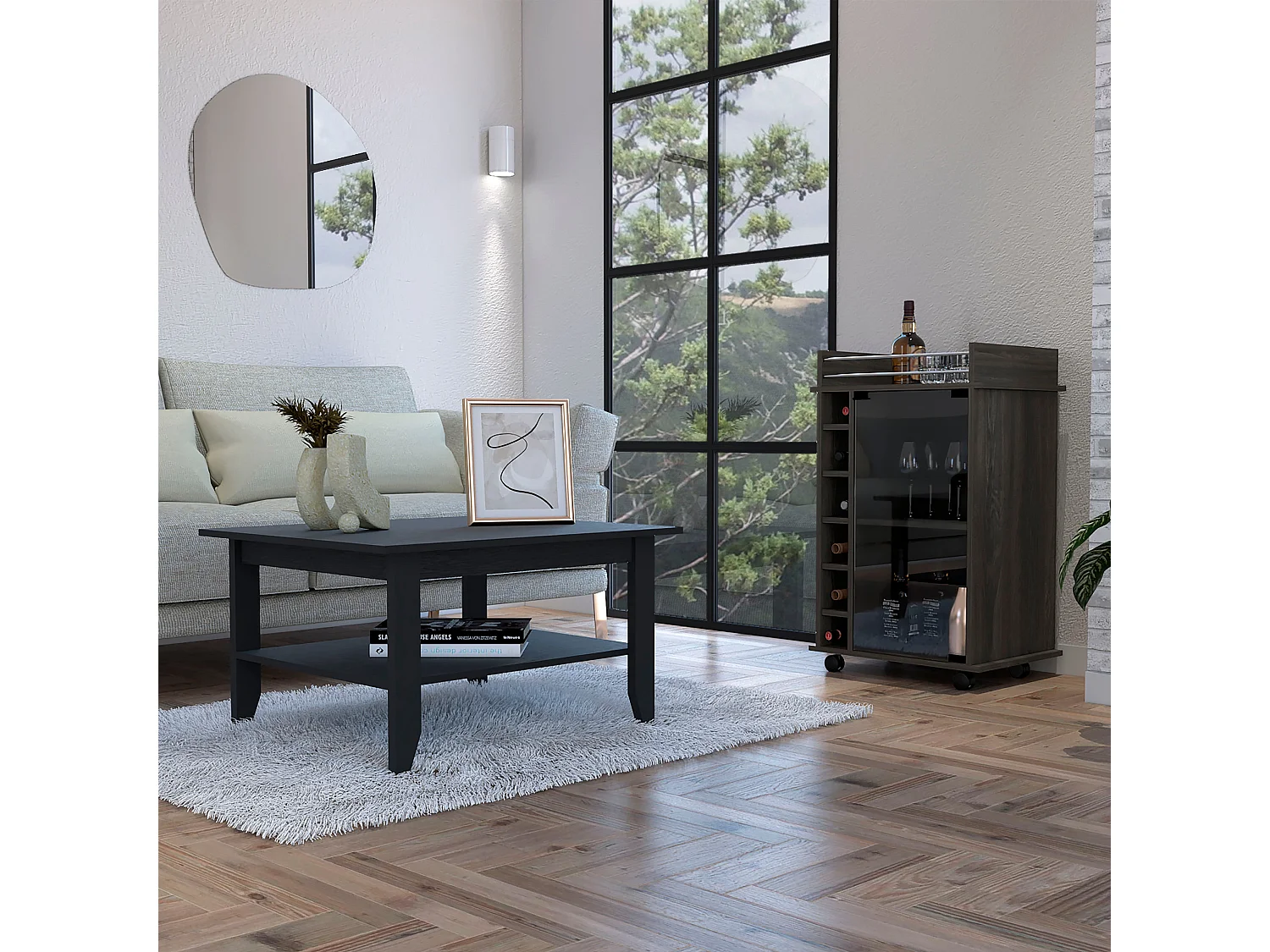 Set Britannica , 89/45 cm ancho X 55/80 cm alto X 41,5 cm fondo, Negro + Carbón