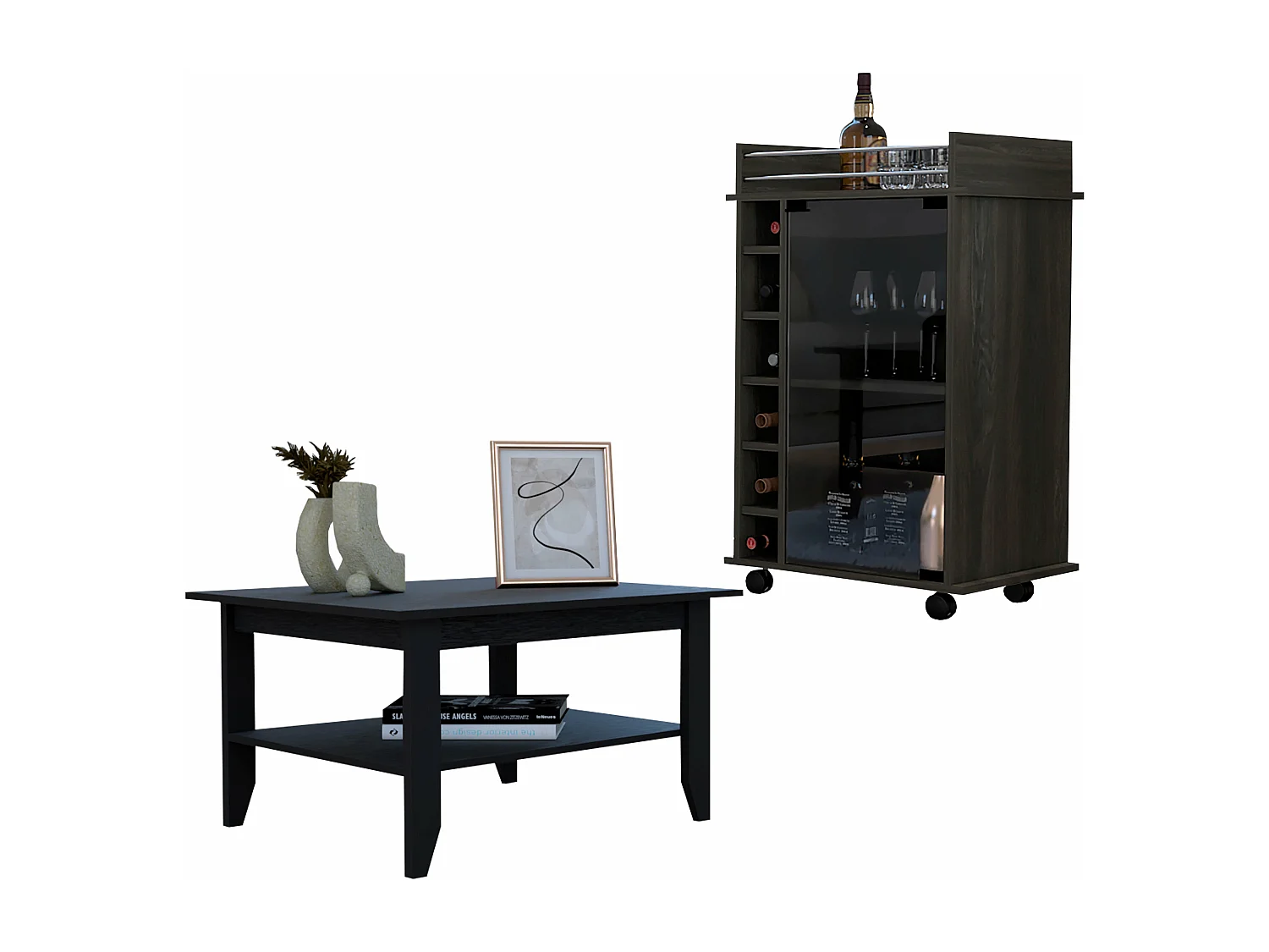 Set Britannica , 89/45 cm ancho X 55/80 cm alto X 41,5 cm fondo, Negro + Carbón