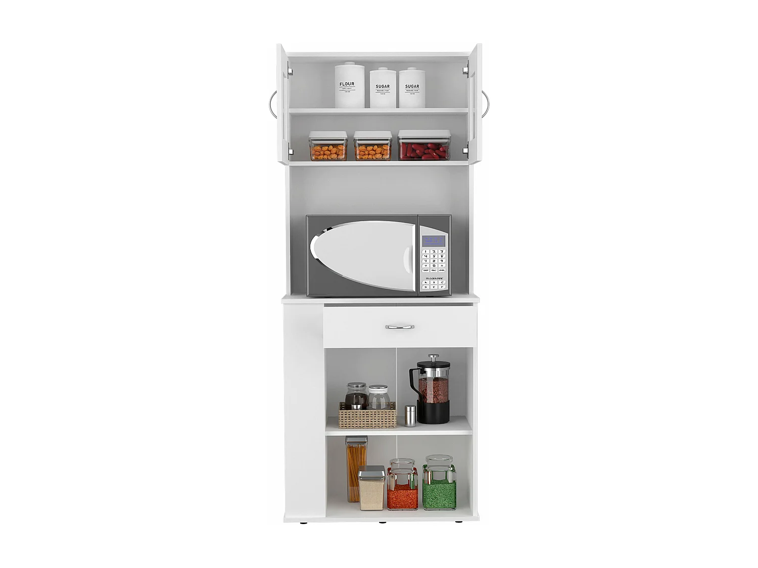 Capienza Mobile da cucina per microonde, con 1 cassetto e 2 ante, 169.92 cm X 69.85 cm X 34.79 cm , Bianco