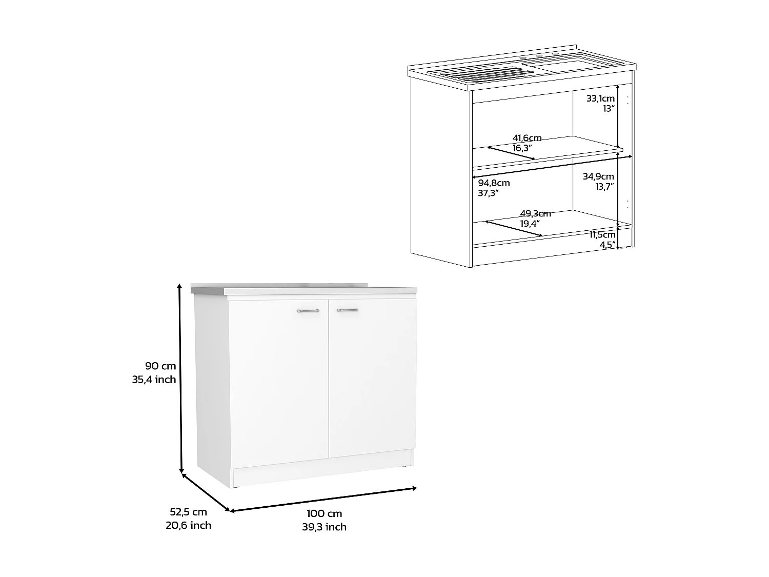 Set Phoenix, 90/90 cm Al X 103/100 cm An X 70/50 cm P, Bianco / Caramello