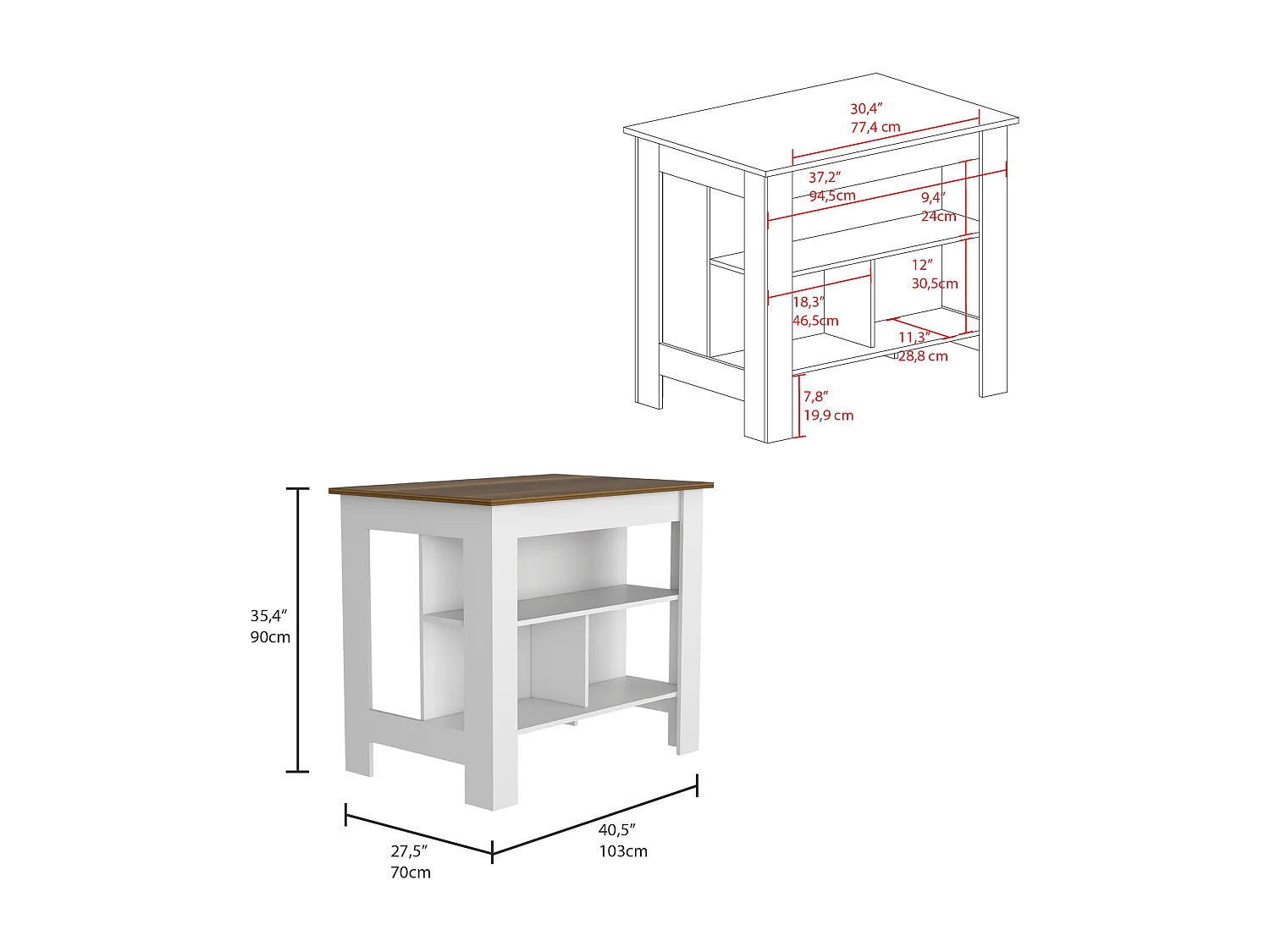 Conjunto Phoenix de Cocina, Isla de Cocina + Mueble de Cocina con fregadero
