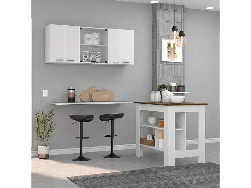 Set Norfolk, 35.4/60 CM Al X 103/150 An cm X 70/31.5 P cm, Bianco / Caramello