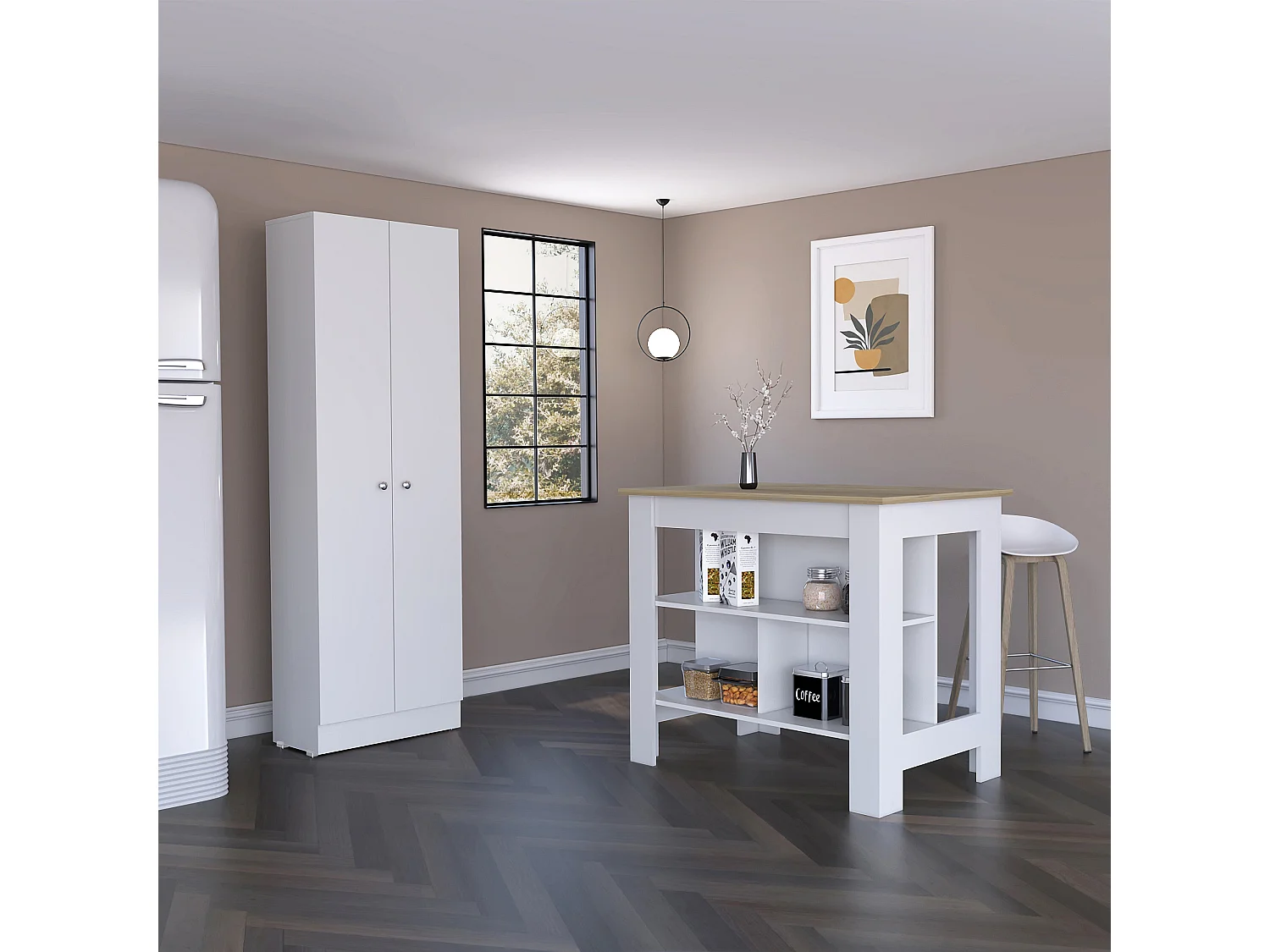 Ensemble Charlotte, 35.4/180.6 cm Al X 40.5/60 cm An X 70/30 cm P, Blanc / Duna