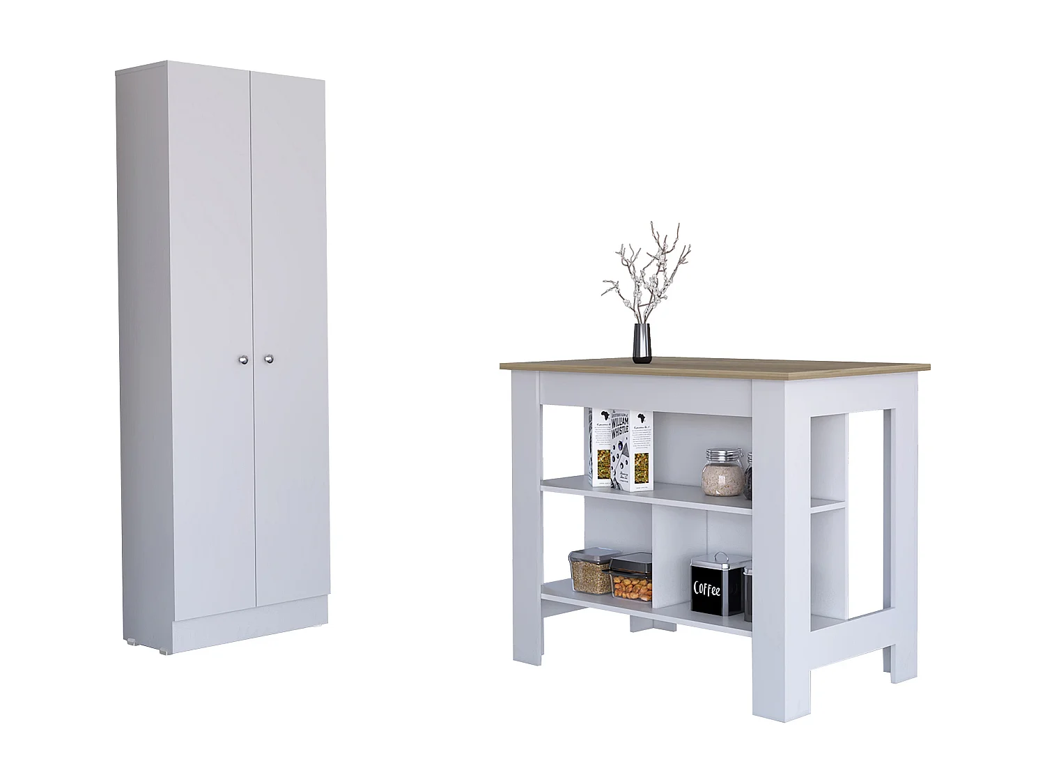 Ensemble Charlotte, 35.4/180.6 cm Al X 40.5/60 cm An X 70/30 cm P, Blanc / Duna