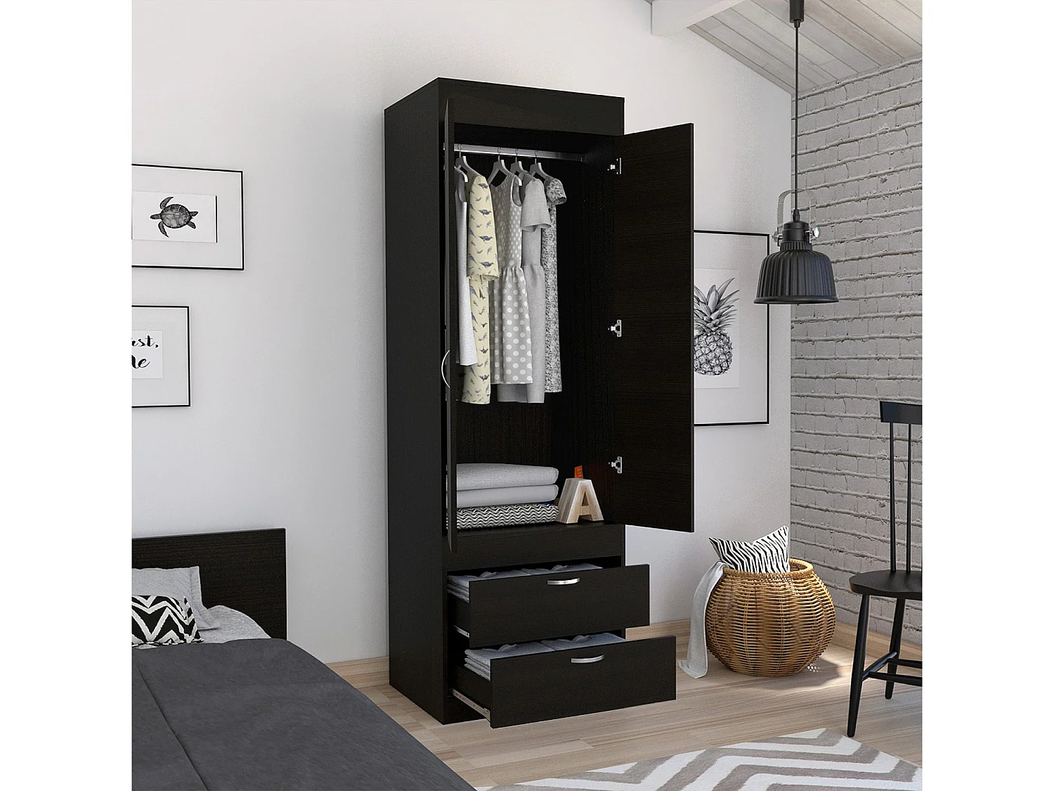TUHOME CONCEPT Armadio Lisboa da 179 cm, wengé
