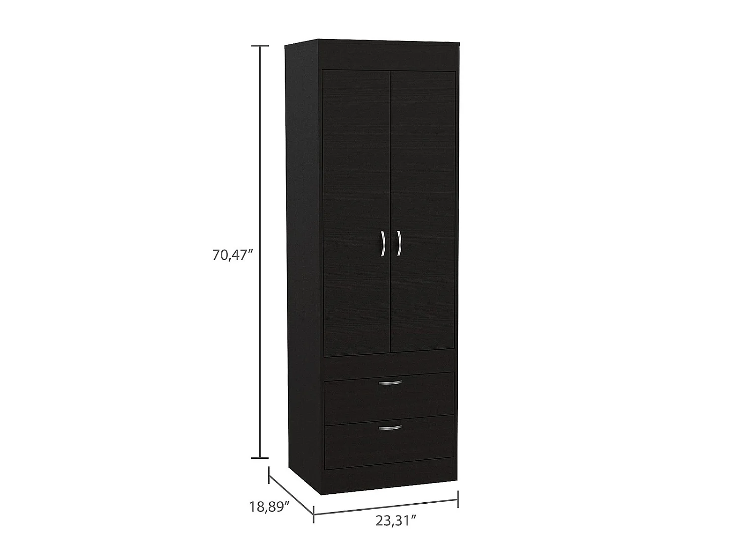 TUHOME CONCEPT Armadio Lisboa da 179 cm, wengé