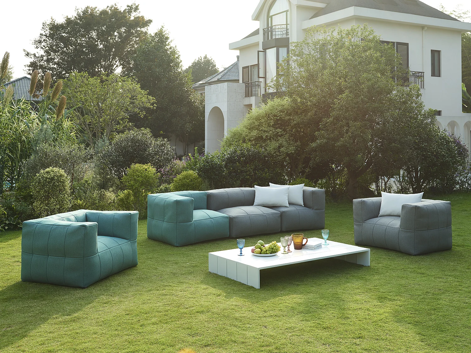 Tuinfauteuil met armleuningen van stof - Antraciet - LIVAI van MYLIA