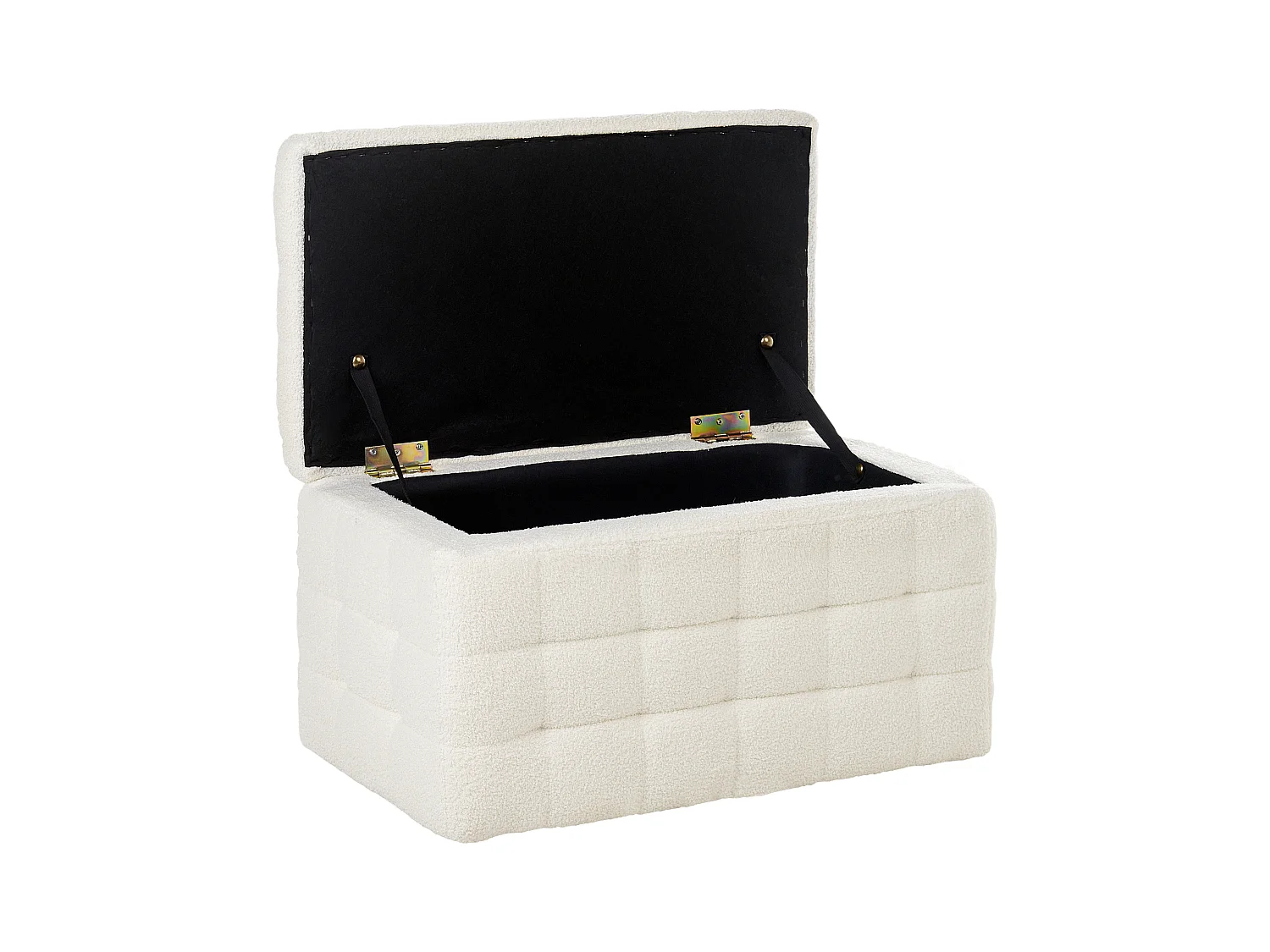 Pouf de rangement MICHIGAN Bouclé Blanc