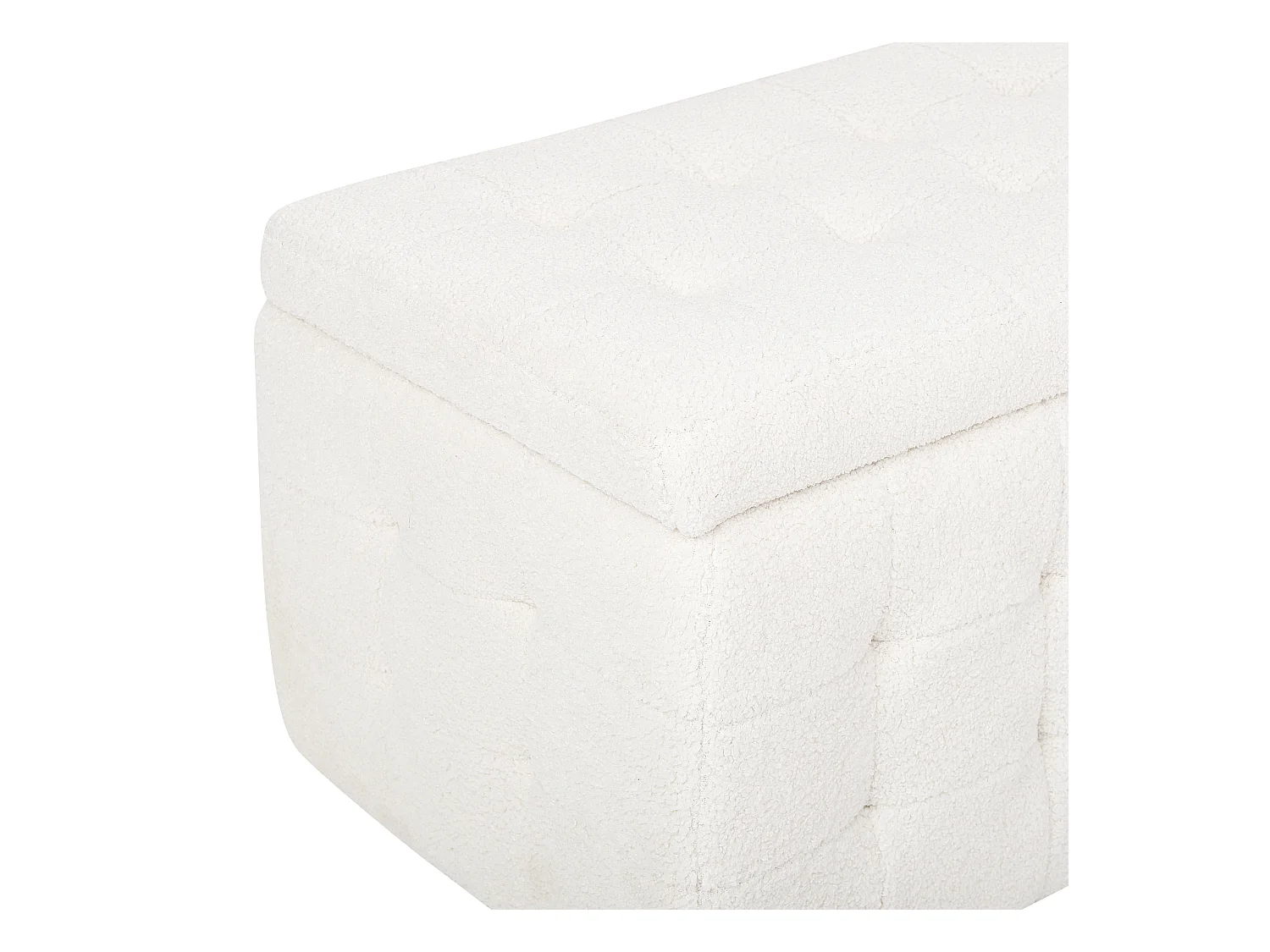 Pouf de rangement MICHIGAN Bouclé Blanc