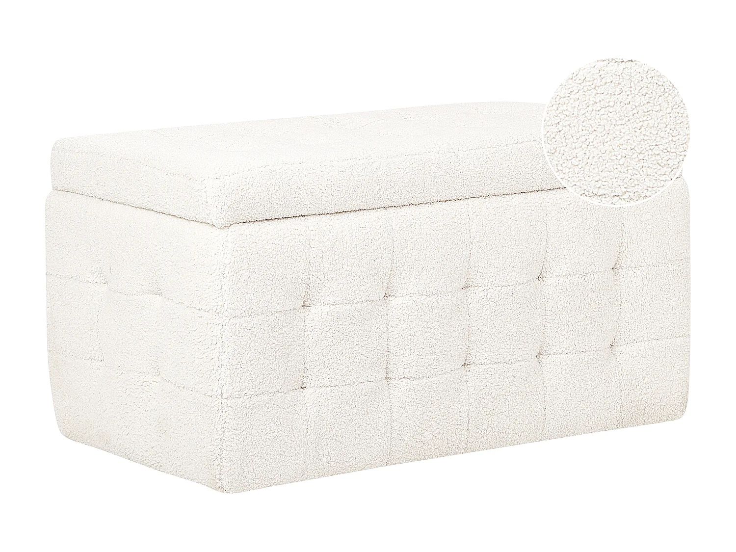 Pouf de rangement MICHIGAN Bouclé Blanc