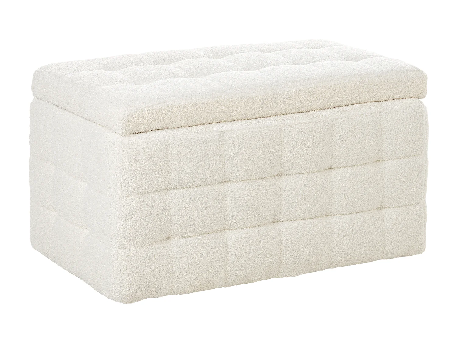 Pouf de rangement MICHIGAN Bouclé Blanc