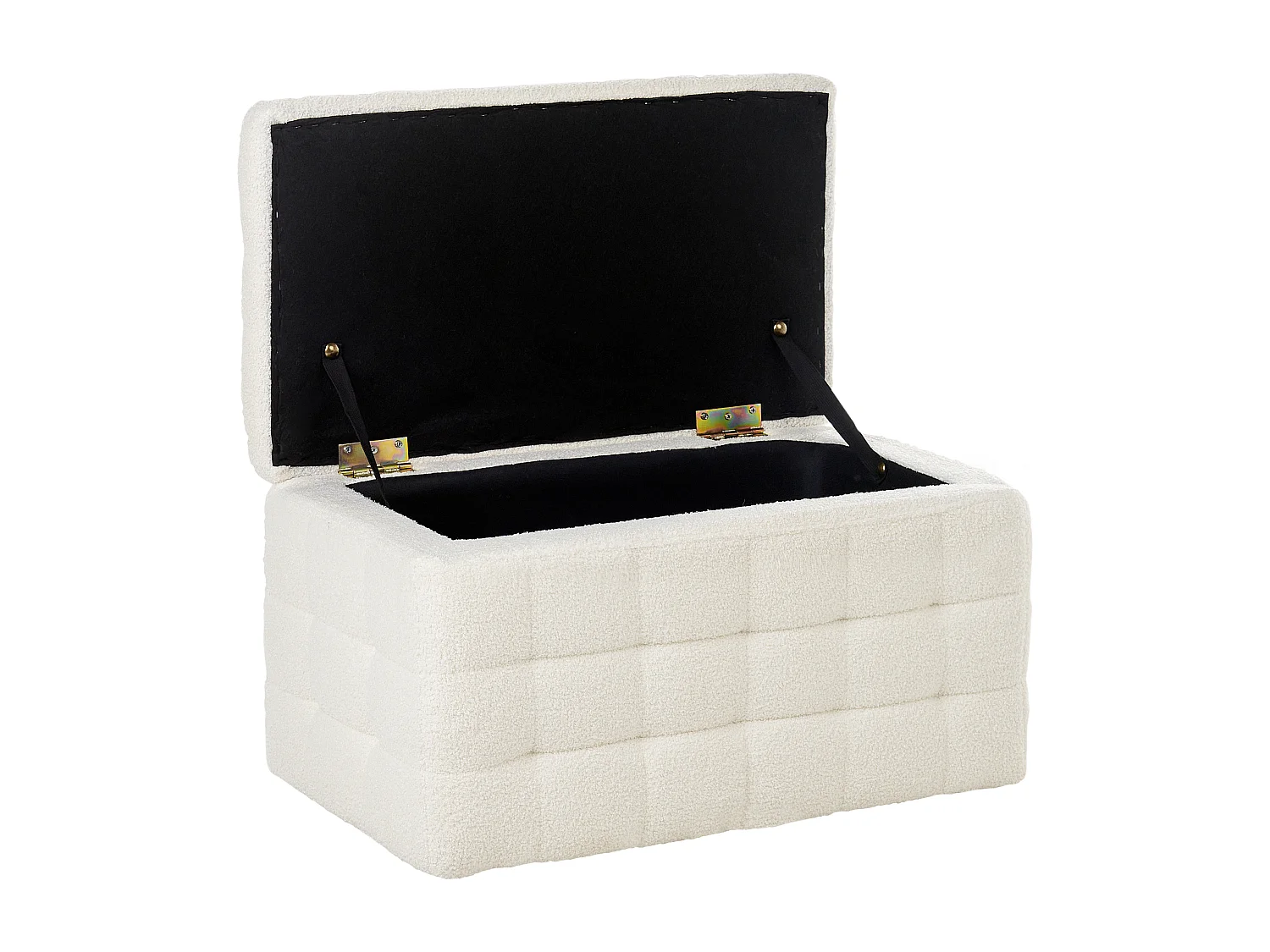 Pouf de rangement MICHIGAN Bouclé Blanc