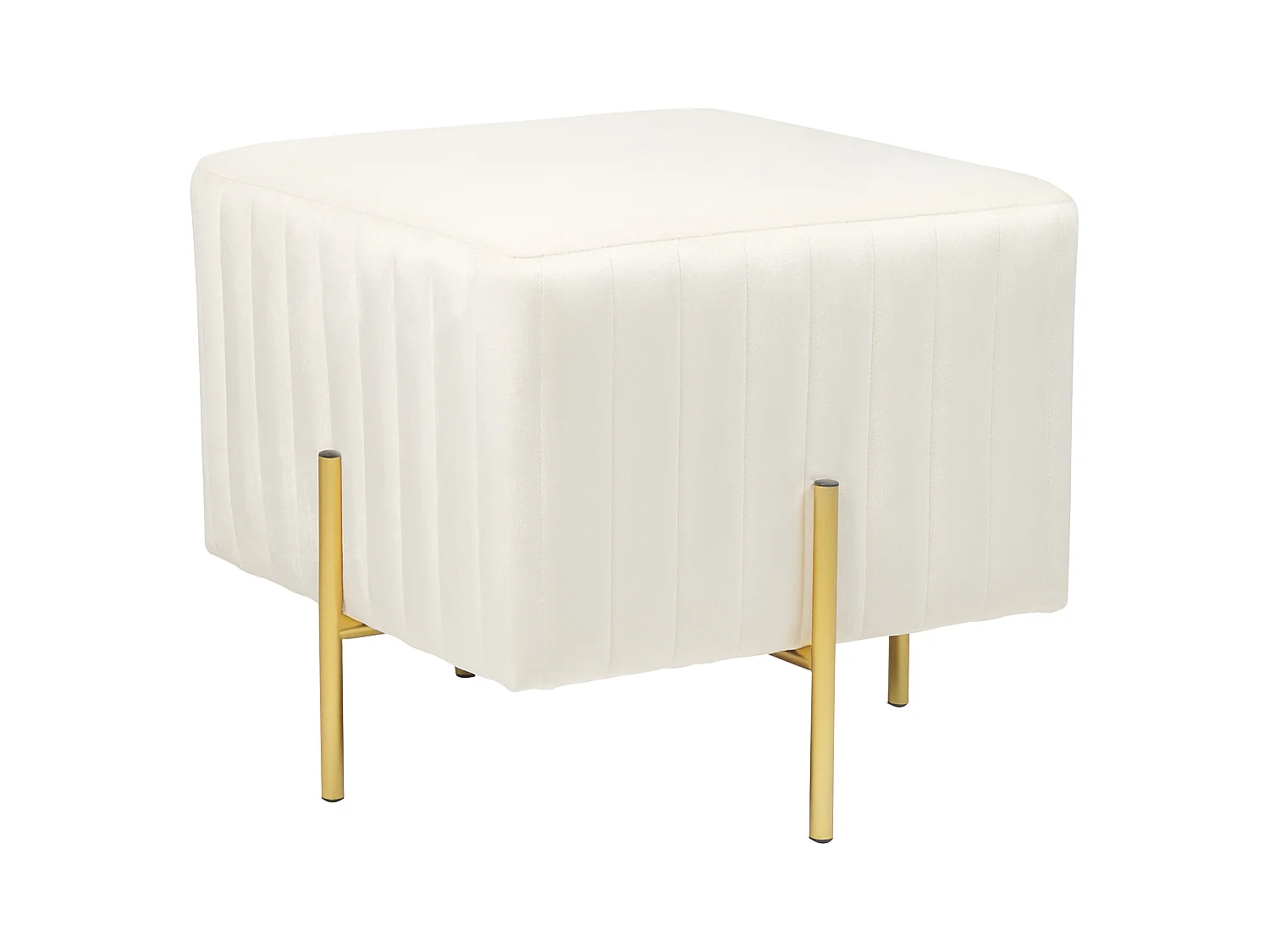 Pouf creme 45 x 45 cm goldene Metallbeinen Samtstoff Dayton