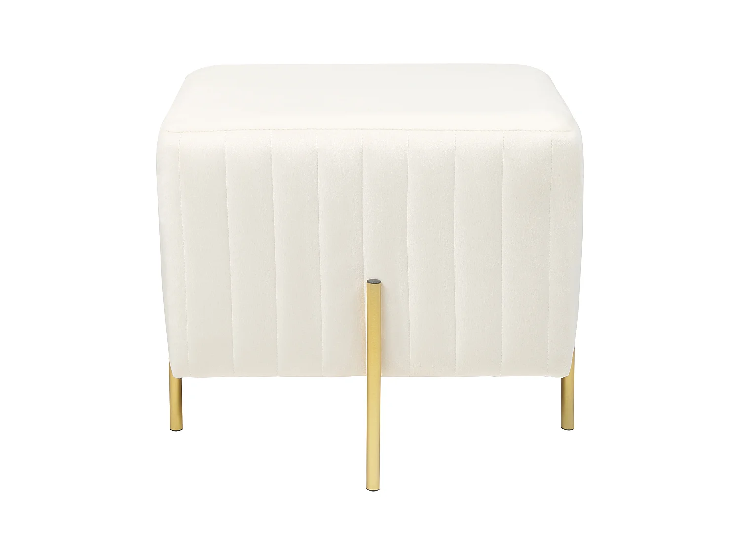 Tamborete em veludo creme 45 x 45 cm DAYTON
