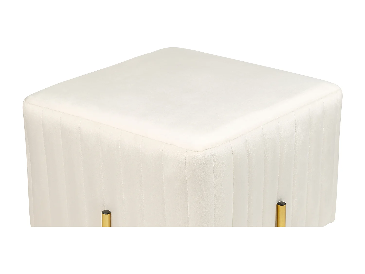 Pouf en velours blanc crème 45 x 45 cm DAYTON