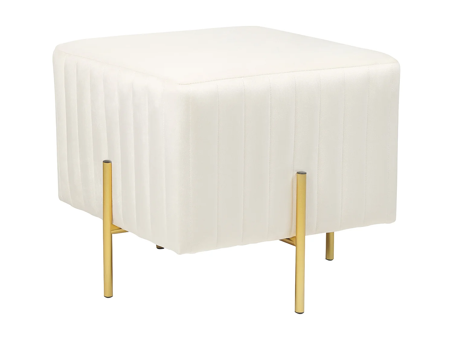 Pouf creme 45 x 45 cm goldene Metallbeinen Samtstoff Dayton