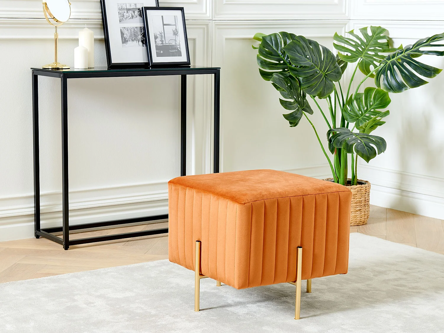 Repose-pied DAYTON Velours Orange