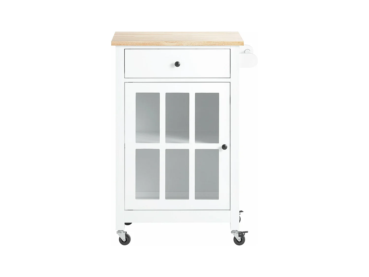 SoBuy Chariot de Service Desserte de Cuisine à roulettes Meuble de Rangement pour Cuisine et Salon Blanc L63xP46xH88cm, FKW98-WN