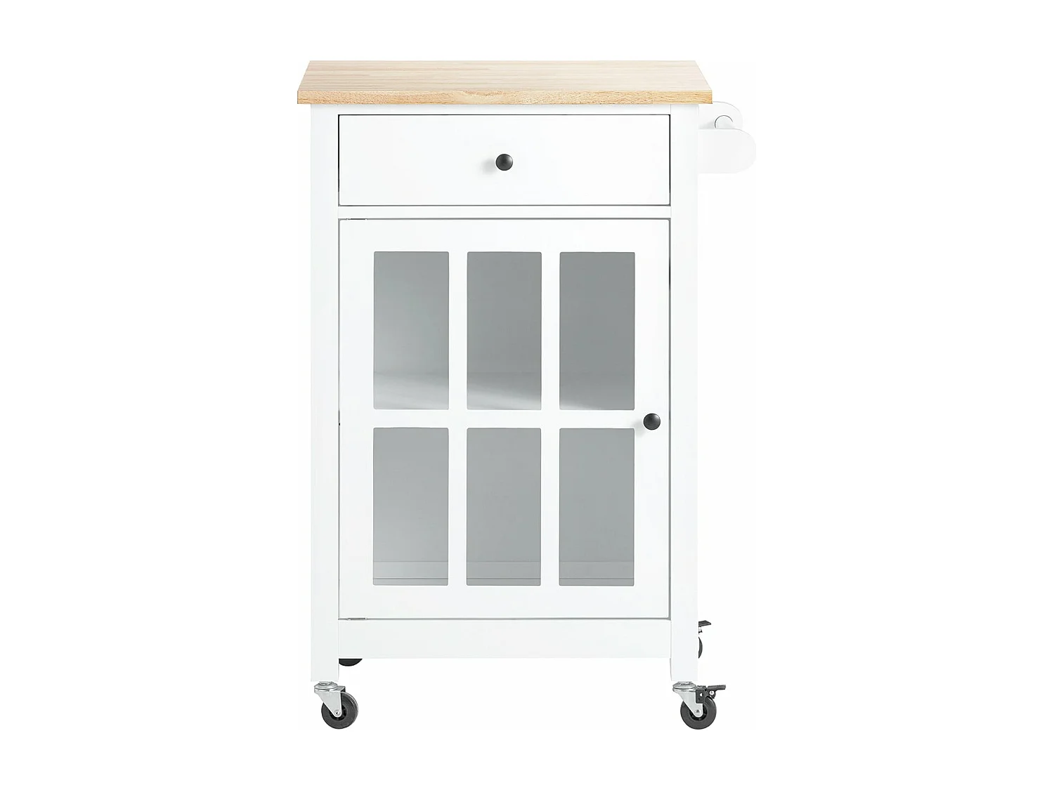 SoBuy Chariot de Service Desserte de Cuisine à roulettes Meuble de Rangement pour Cuisine et Salon Blanc L63xP46xH88cm, FKW98-WN