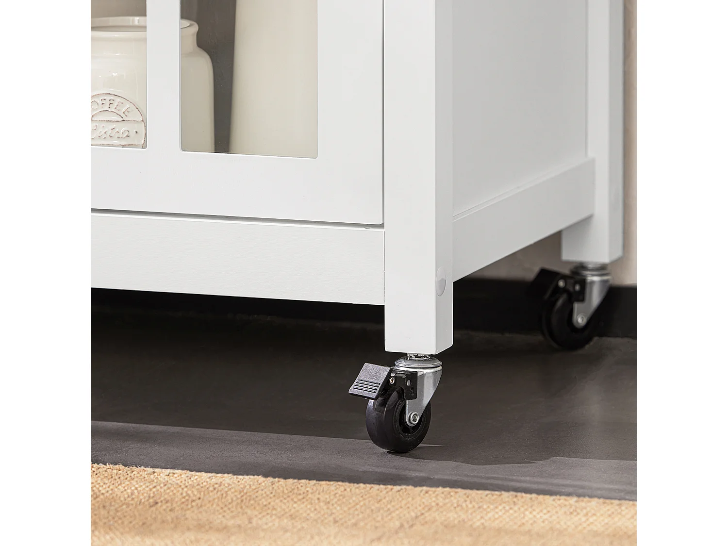 SoBuy Chariot de Service Desserte de Cuisine à roulettes Meuble de Rangement pour Cuisine et Salon Blanc L63xP46xH88cm, FKW98-WN