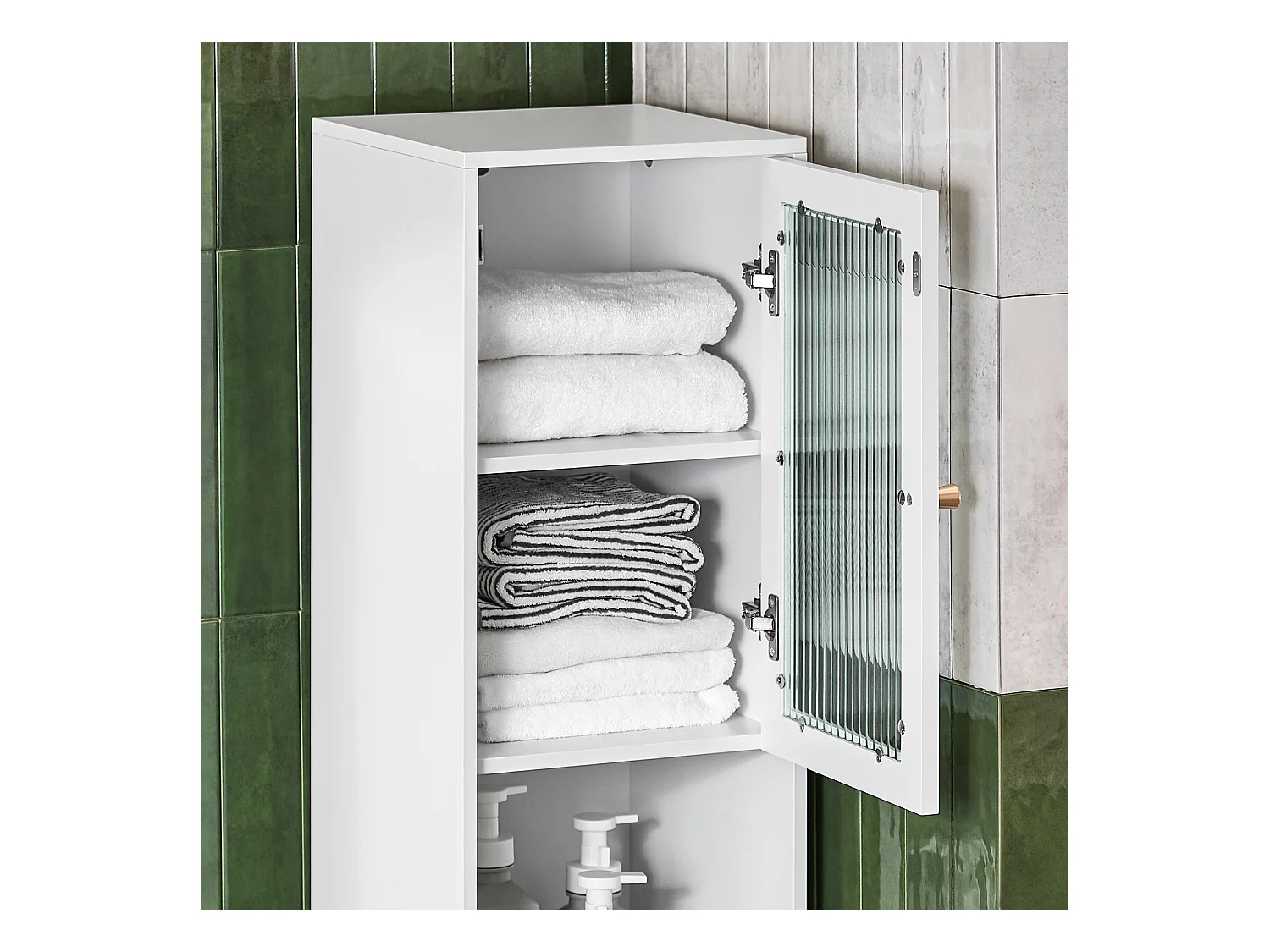 Mobile A Colonna Bagno Salvaspazio Mobile Alto Con Due Ante In Vetro Mobile Bagno Stretto Bianco 30x30x171 Cm BZR118-W SoBuy