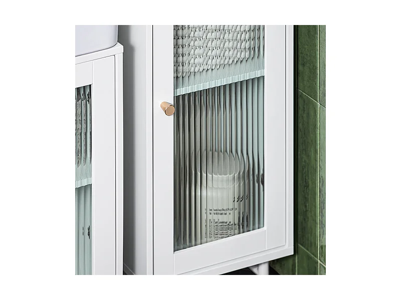 Mobile A Colonna Bagno Salvaspazio Mobile Alto Con Due Ante In Vetro Mobile Bagno Stretto Bianco 30x30x171 Cm BZR118-W SoBuy