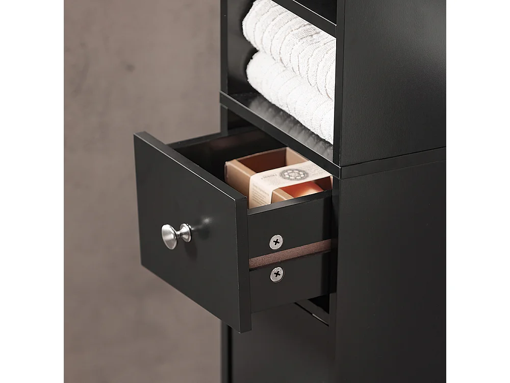 SoBuy BZR34-SCH Meuble de Rangement Salle d Bain Meuble Colonne Armoire de Toilette Meuble WC L20xP20xH180cm – Noir