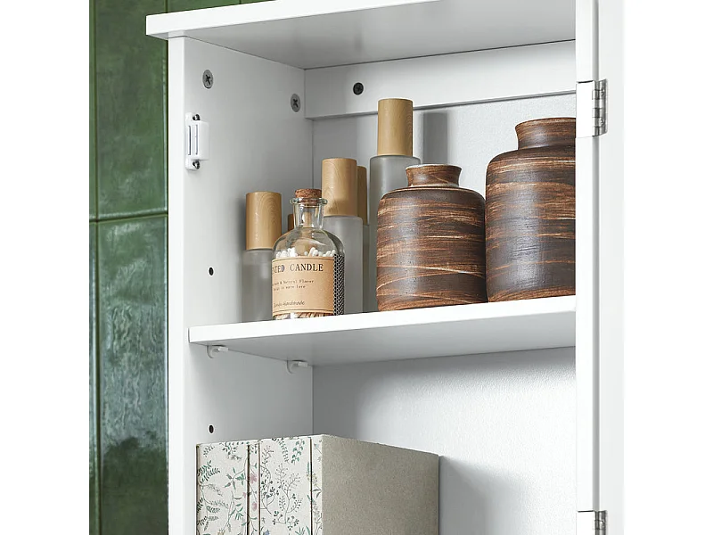 SoBuy BZR25-SCH Meuble Haut Armoire Suspendue de Toilettes Placard Mural avec Porte pour Salle de Bain Armoire à Pharmacie avec étagères