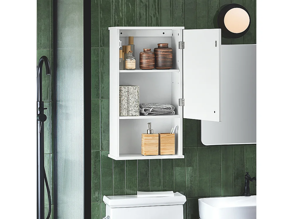 SoBuy BZR25-SCH Meuble Haut Armoire Suspendue de Toilettes Placard Mural avec Porte pour Salle de Bain Armoire à Pharmacie avec étagères