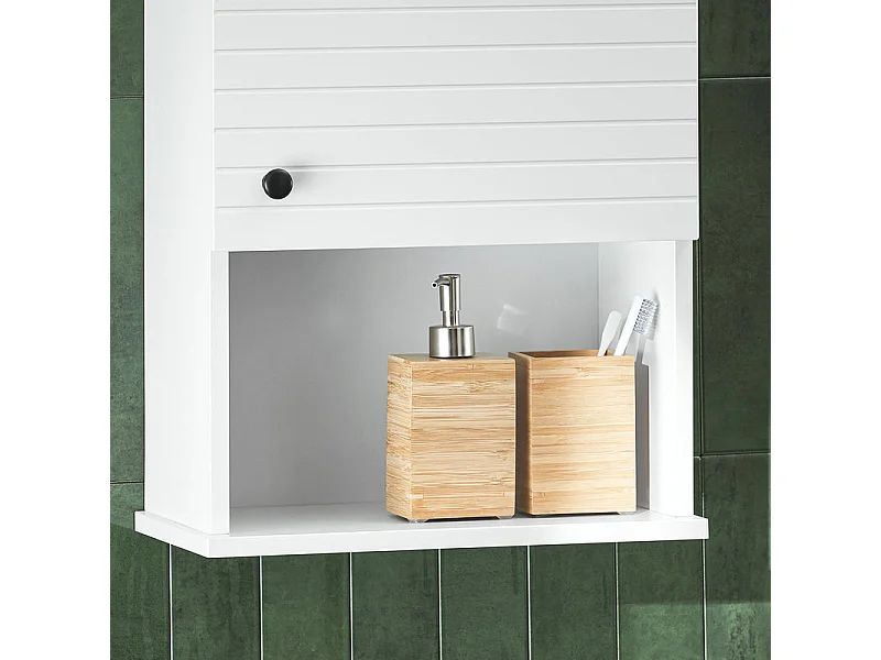 SoBuy BZR25-SCH Meuble Haut Armoire Suspendue de Toilettes Placard Mural avec Porte pour Salle de Bain Armoire à Pharmacie avec étagères