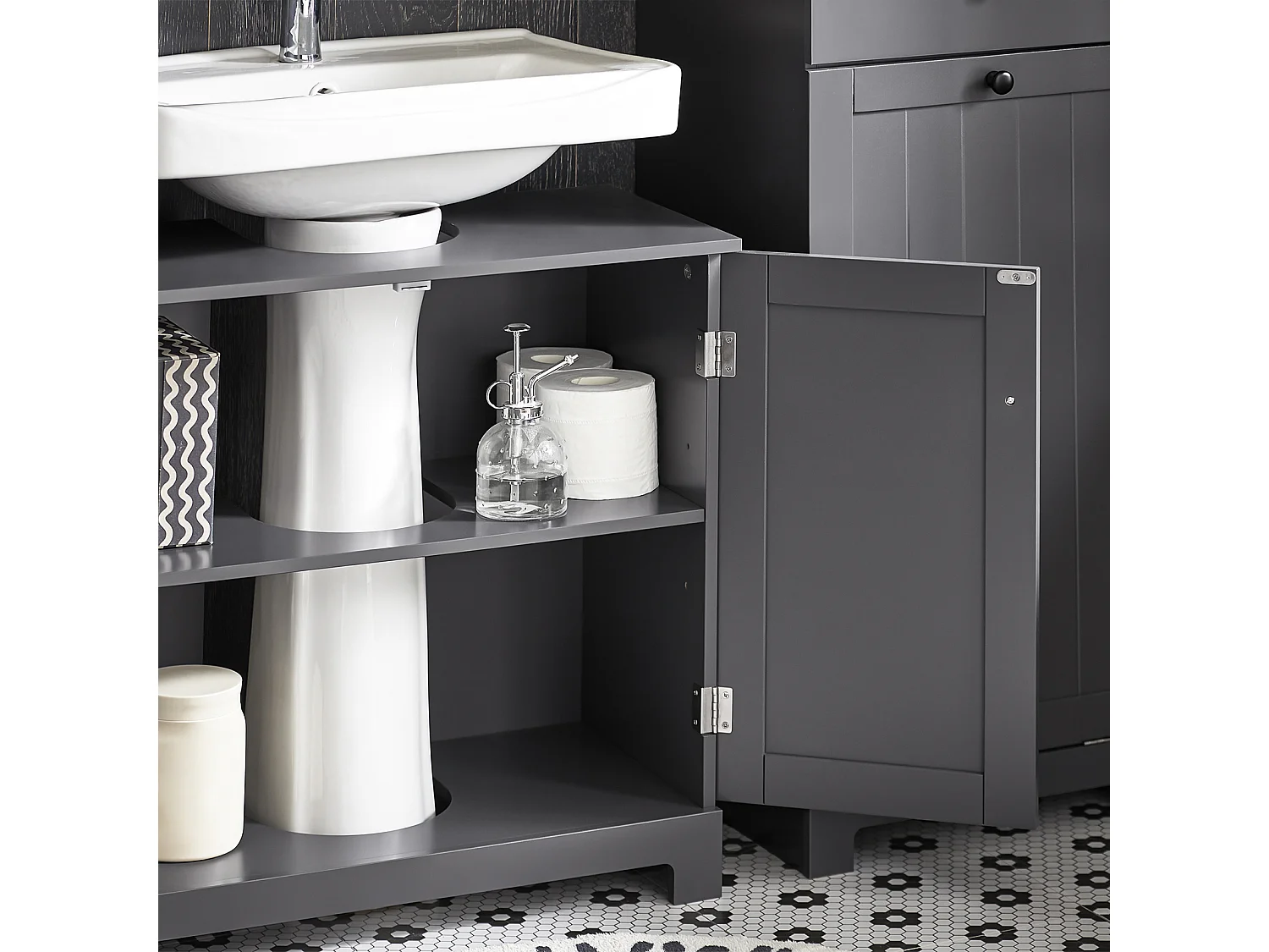 Mobile Sottolavabo Per Bagno Con 2 Ante L60*P30*A60 Cm, BZR18-II-DG SoBuy