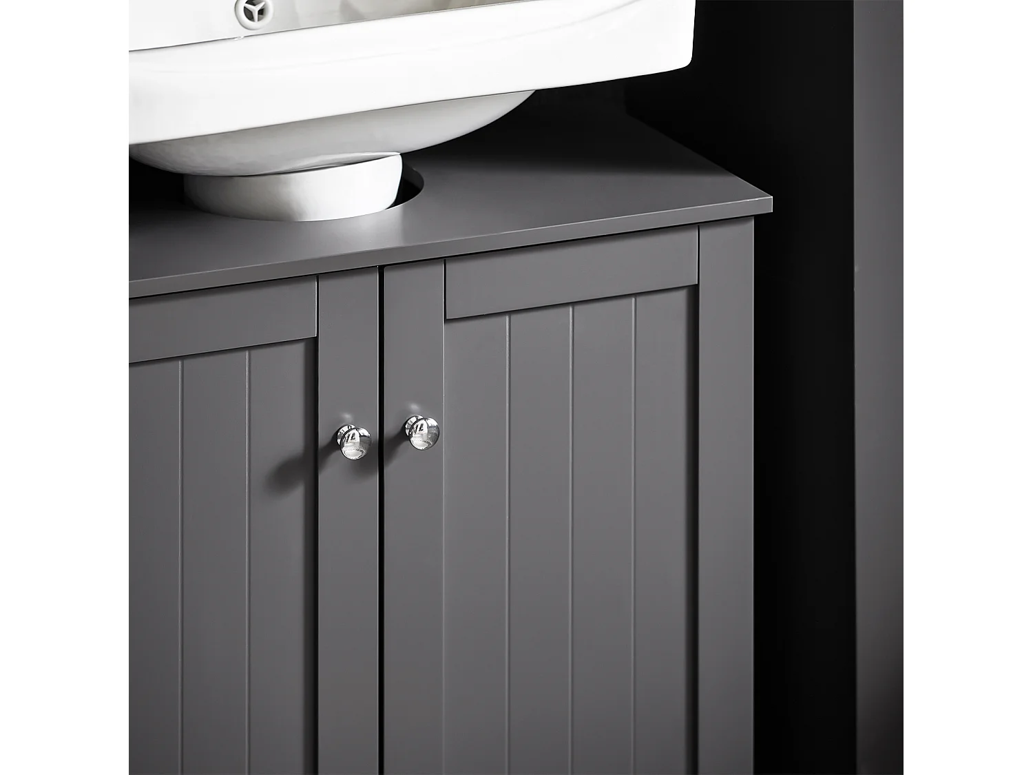 SoBuy BZR18-II-DG Meuble Sous-Lavabo à 2 étages et 2 portes meuble de rangement de salle de bain - L60cm x P30cm x H60cm