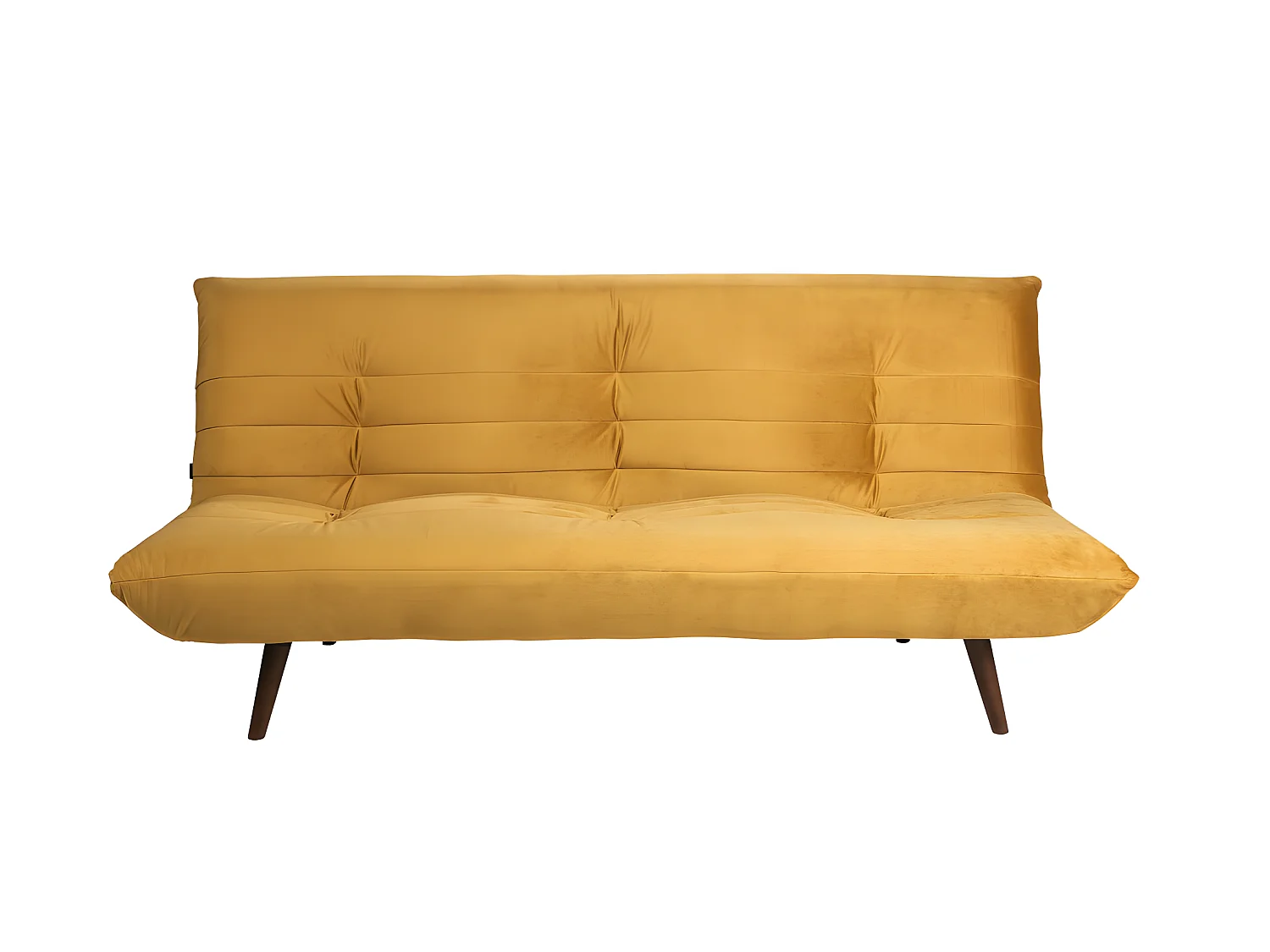 Tommy - Canapé convertible 3 places en velours - Jaune moutarde