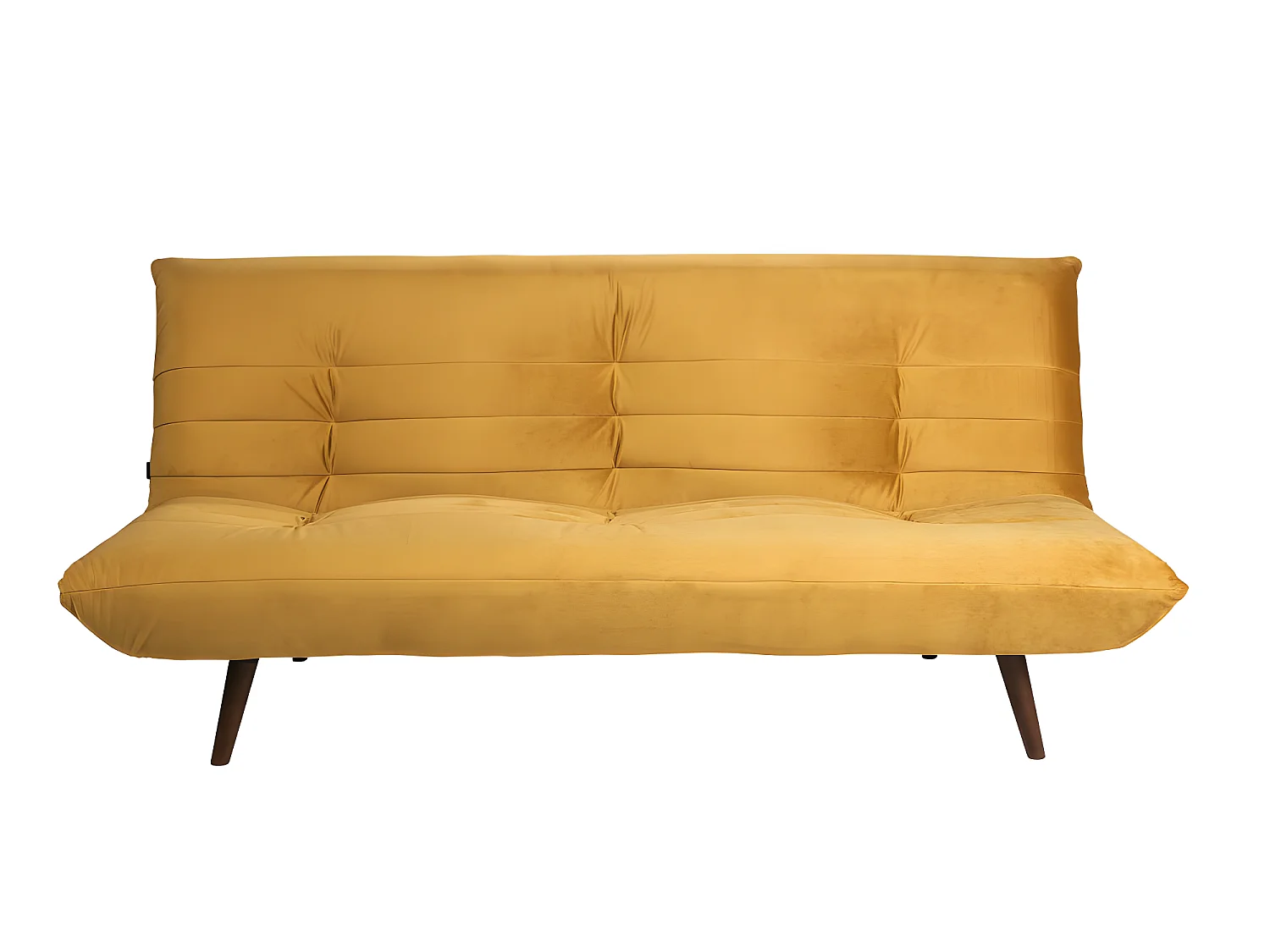 Tommy - Canapé convertible 3 places en velours - Jaune moutarde