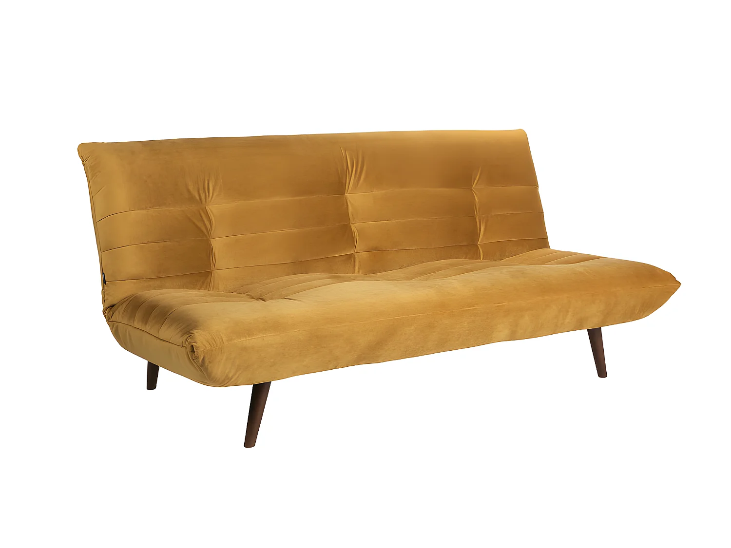 Tommy - Canapé convertible 3 places en velours - Jaune moutarde