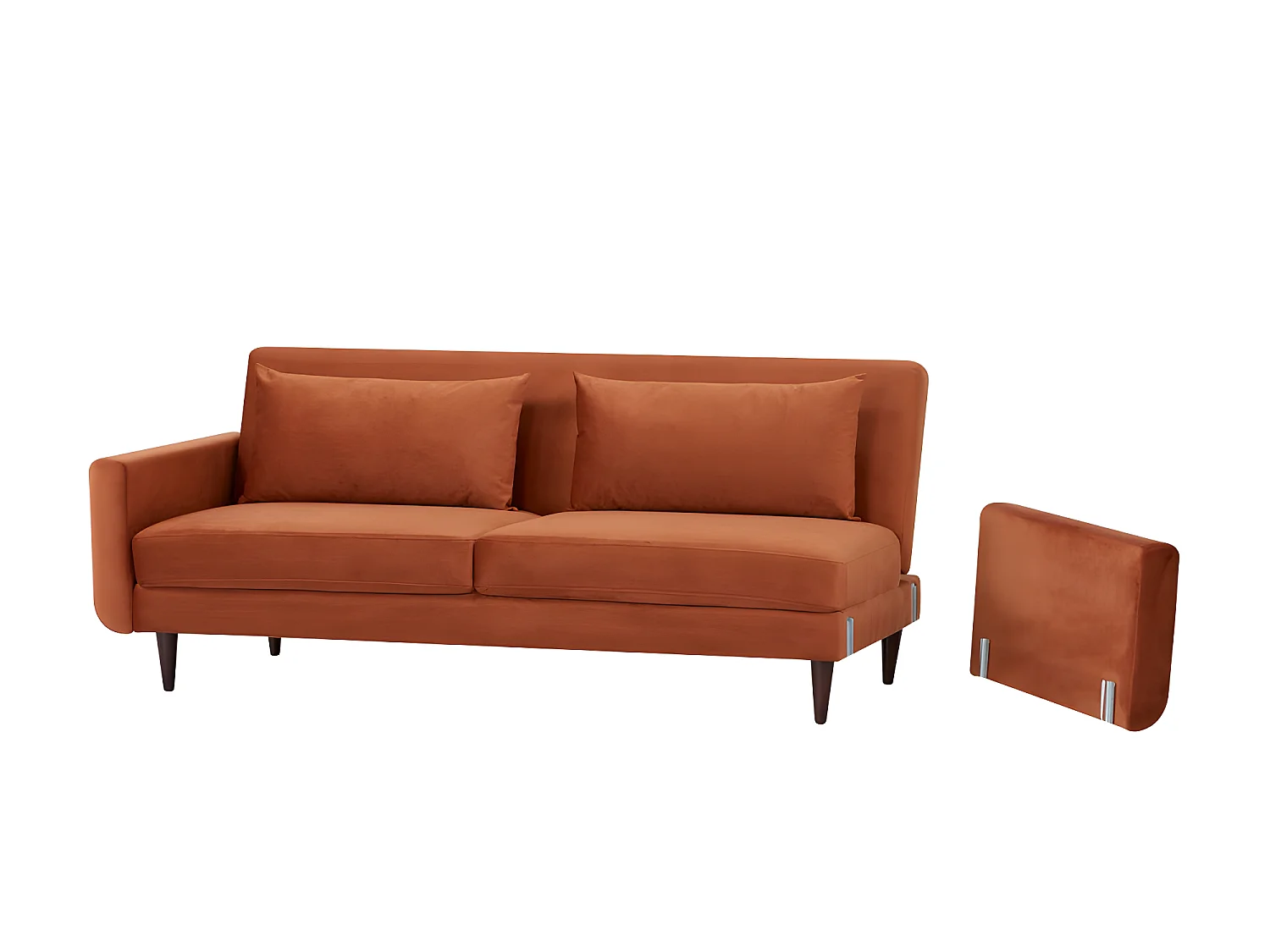 Stay - Canapé convertible 3 places en velours - Rouille